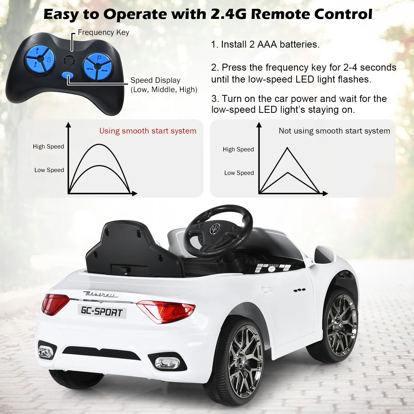 12V Electric Kids Ride On Car for 3  Years Old Boys Girls