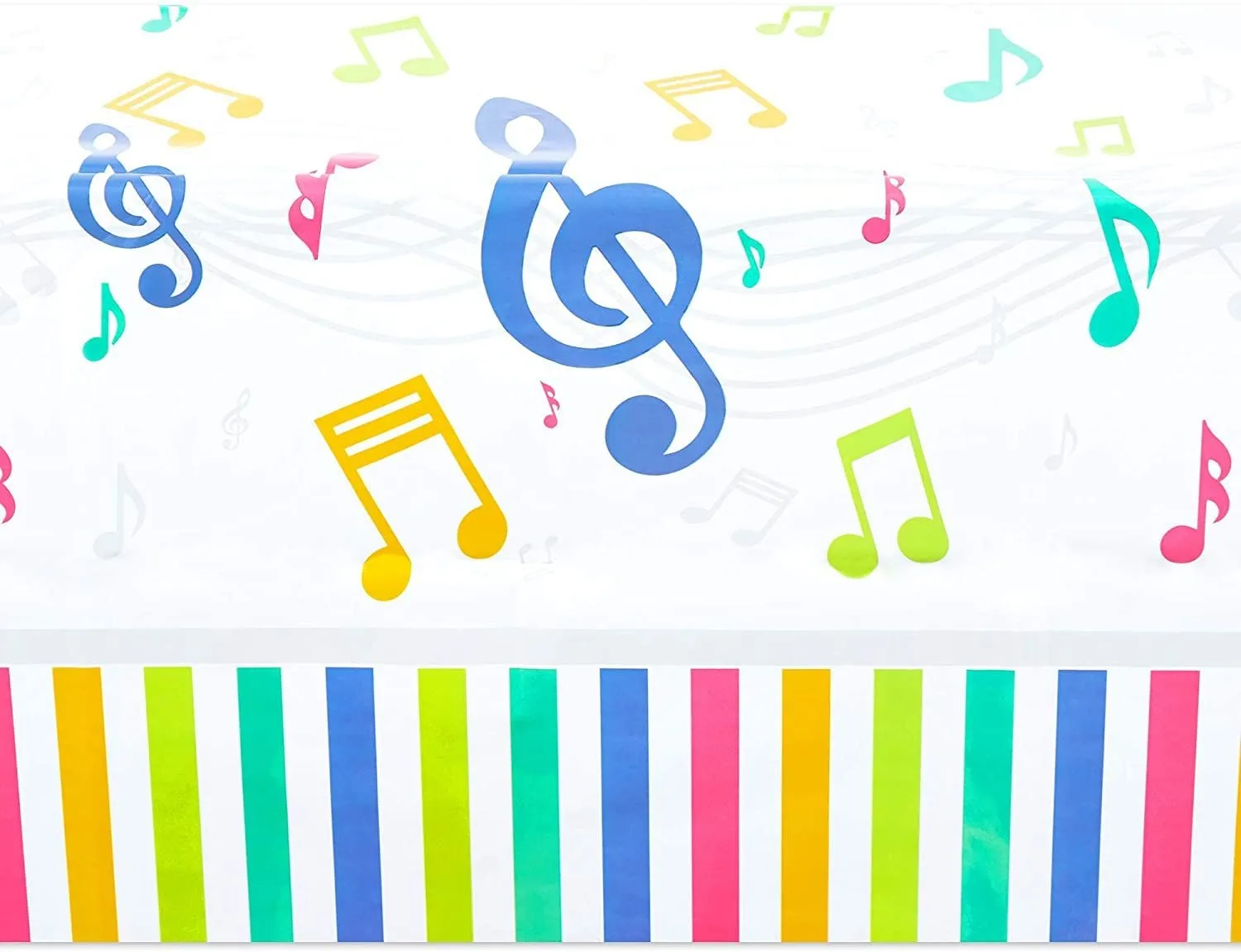 3 Pack Music Note Plastic Tablecloths for Birthday Party, Band Night (54 x 108 in)