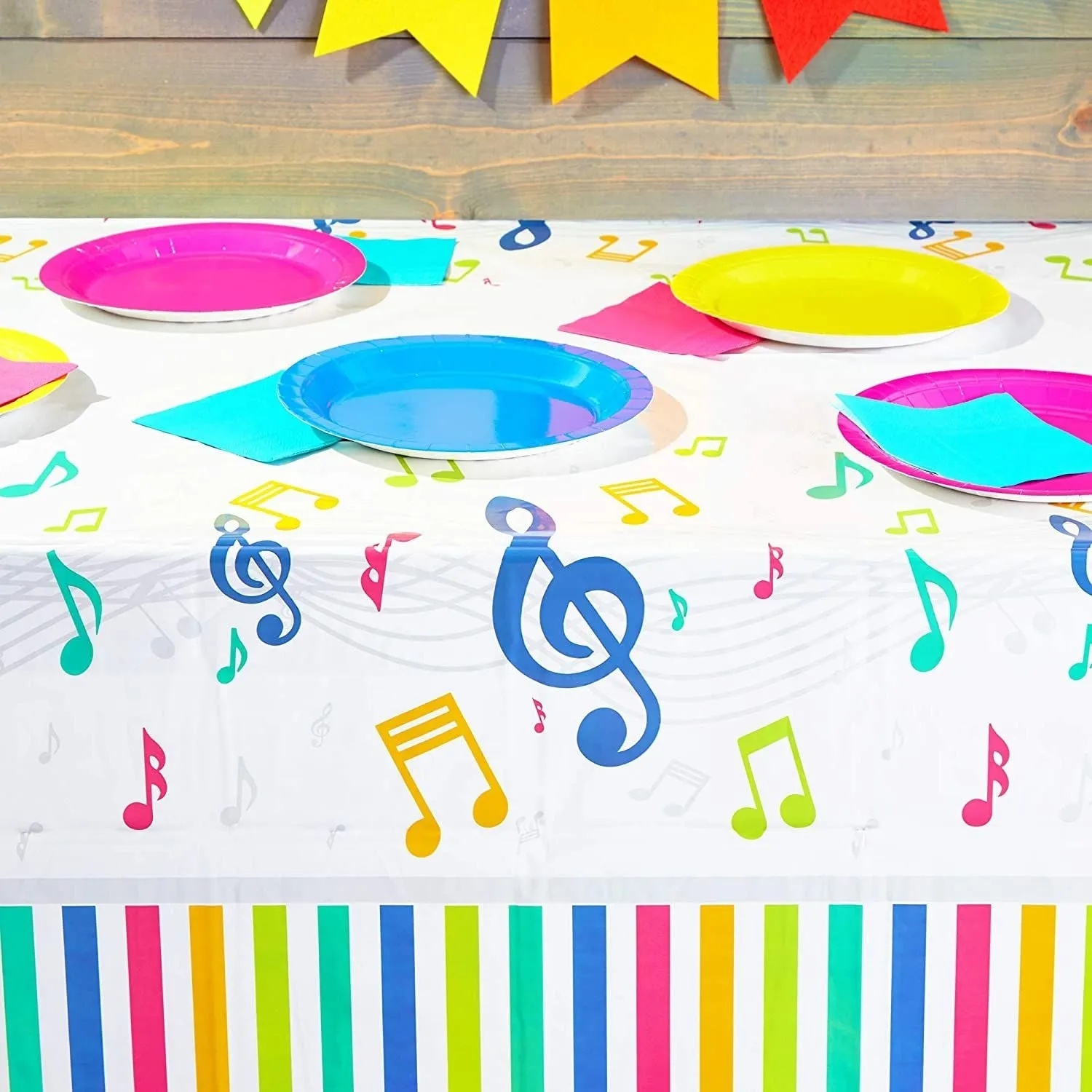 3 Pack Music Note Plastic Tablecloths for Birthday Party, Band Night (54 x 108 in)