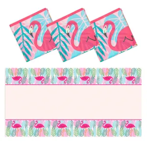 3 Pack Pink Flamingo Tablecloth, Tropical Luau Birthday Party Plastic Table Cover (54 x 108 in)