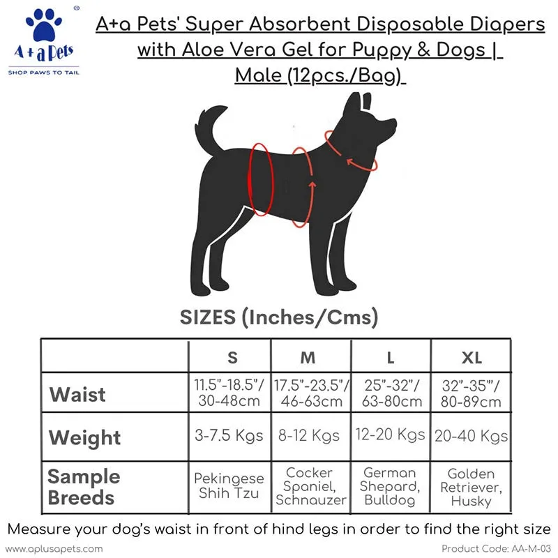 A Plus A Pets' Disposable Dog Diapers For Male Dogs (12 Pcs)