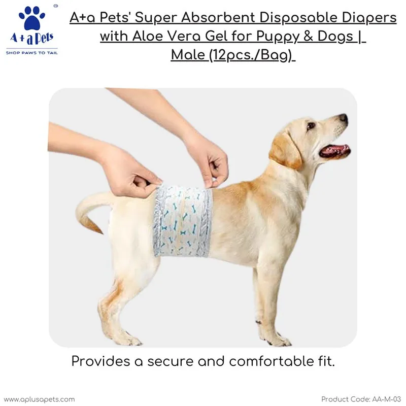 A Plus A Pets' Disposable Dog Diapers For Male Dogs (12 Pcs)