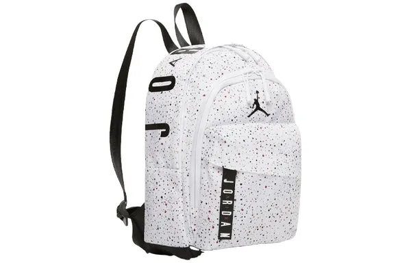 Air Jordan Athletic Zipper Opening Adjustable Strap Schoolbag Backpack Unisex White, white