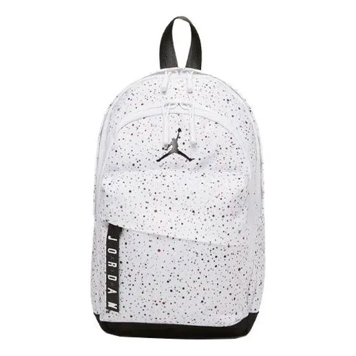 Air Jordan Athletic Zipper Opening Adjustable Strap Schoolbag Backpack Unisex White, white