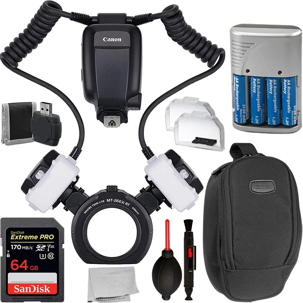 Canon MT-26EX-RT Macro Twin Lite 2398C002 Bundle with 64GB SanDisk Extreme Card