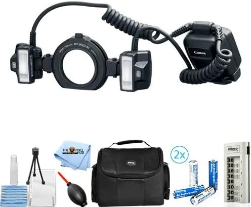 Canon MT-26EX-RT Macro Twin Lite (2398C002) Bundle with (8) AA Batteries   More