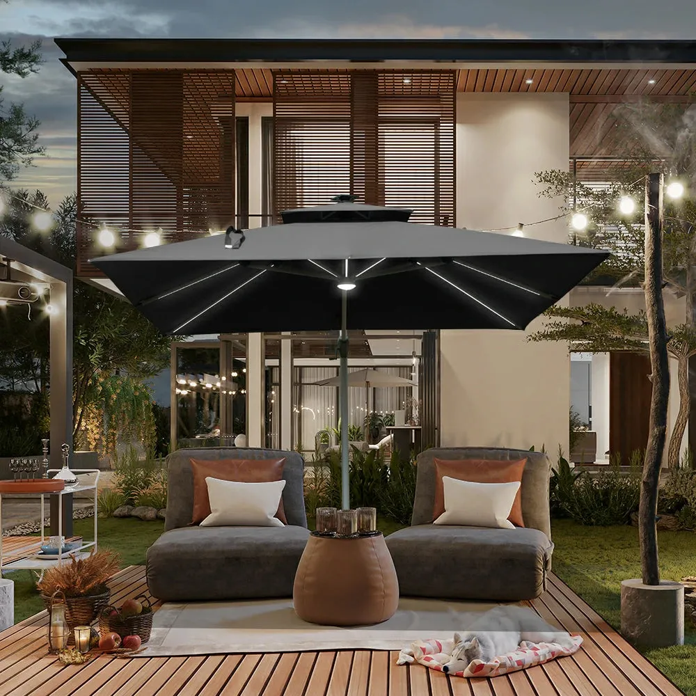 Cantilever Umbrella with Solar Lights - Square