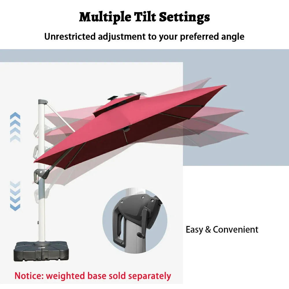 Cantilever Umbrella with Solar Lights - Square