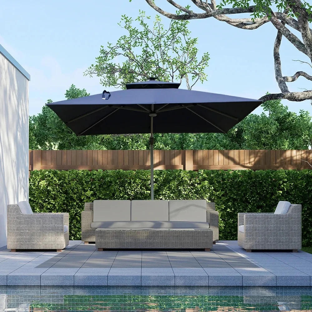 Cantilever Umbrella with Solar Lights - Square