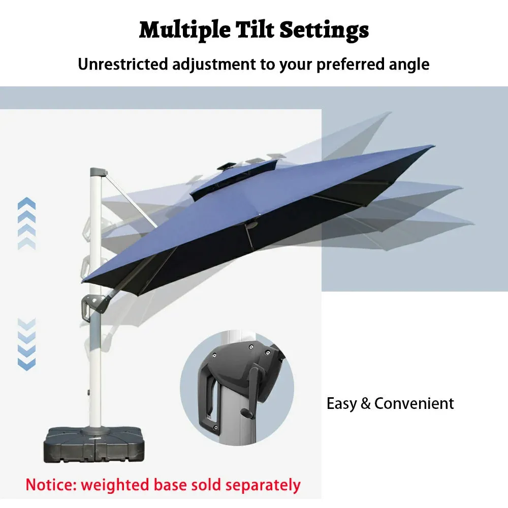 Cantilever Umbrella with Solar Lights - Square