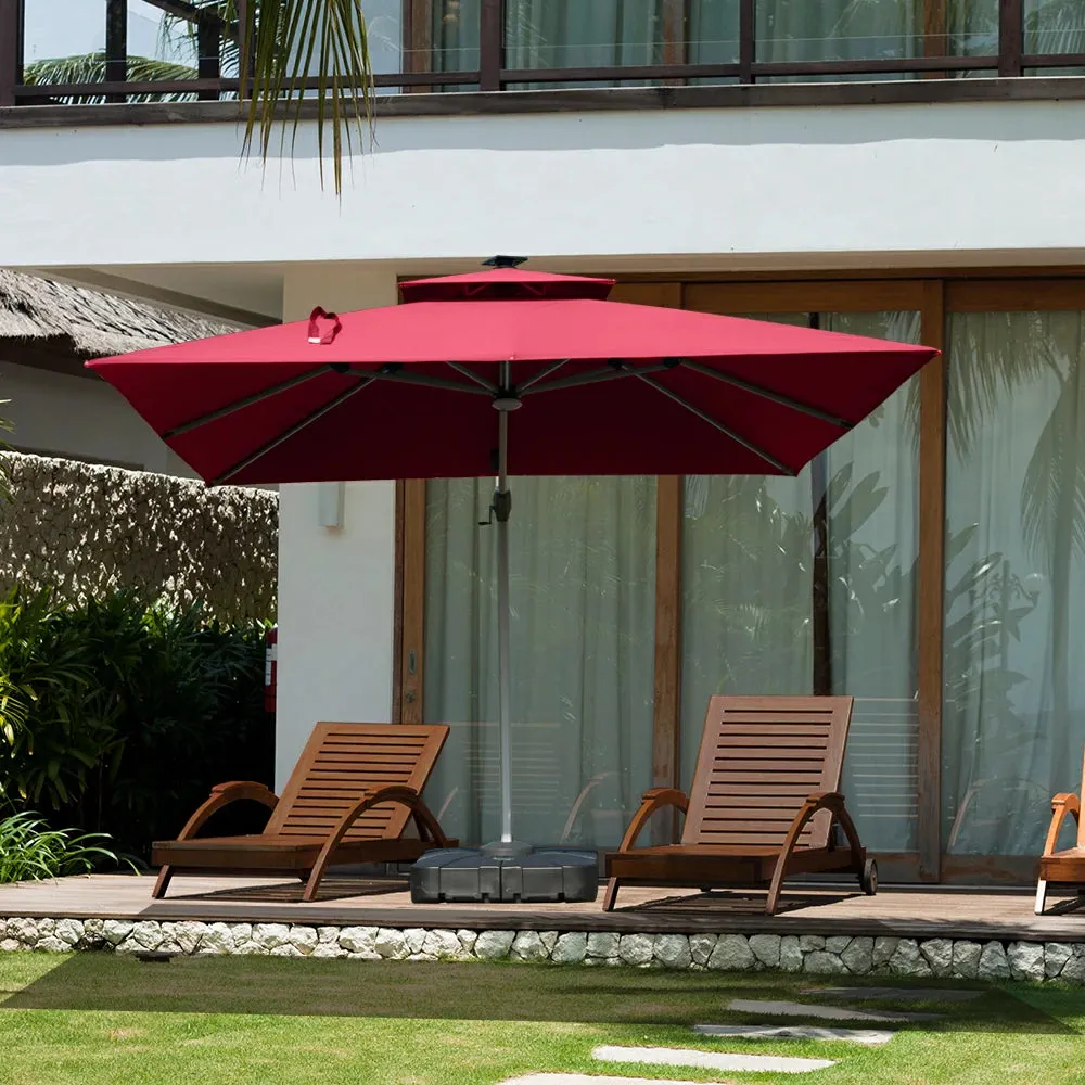 Cantilever Umbrella with Solar Lights - Square