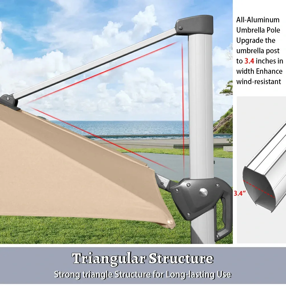 Cantilever Umbrella with Solar Lights - Square