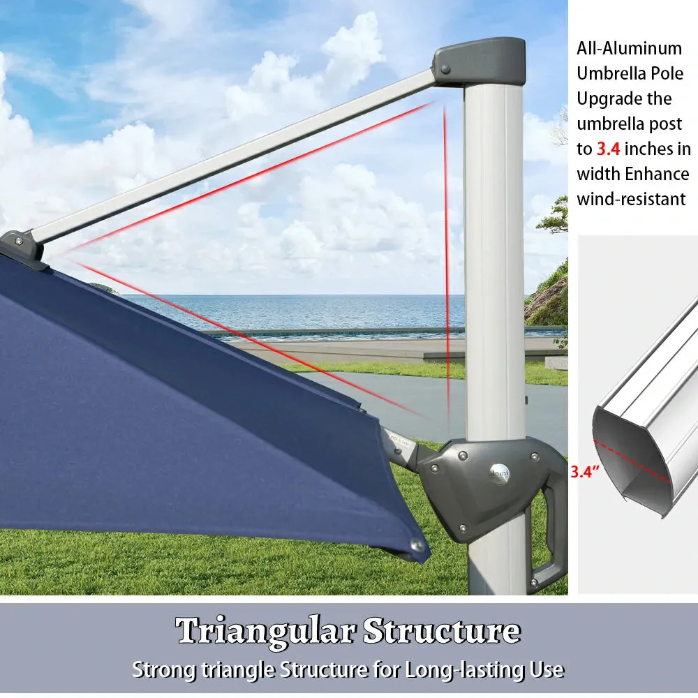 Cantilever Umbrella with Solar Lights - Square