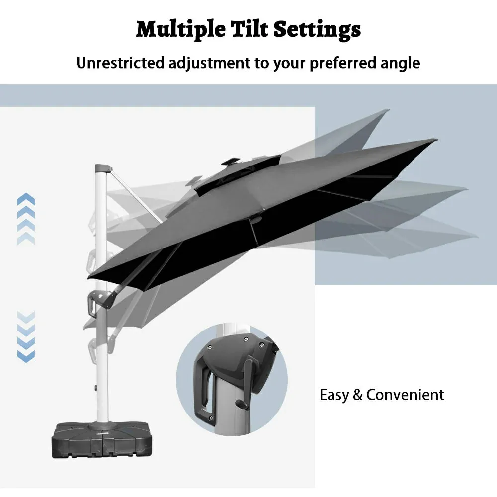 Cantilever Umbrella with Solar Lights - Square