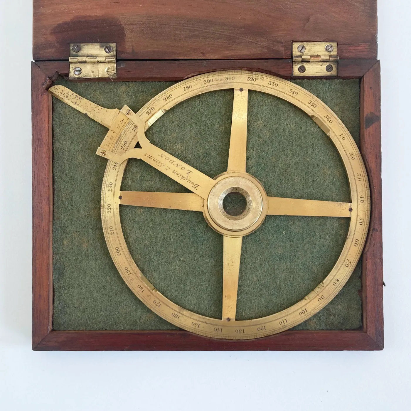 Circular Protractor by Troughton & Simms owned by Brenton Symons Cornish Mining Engineer