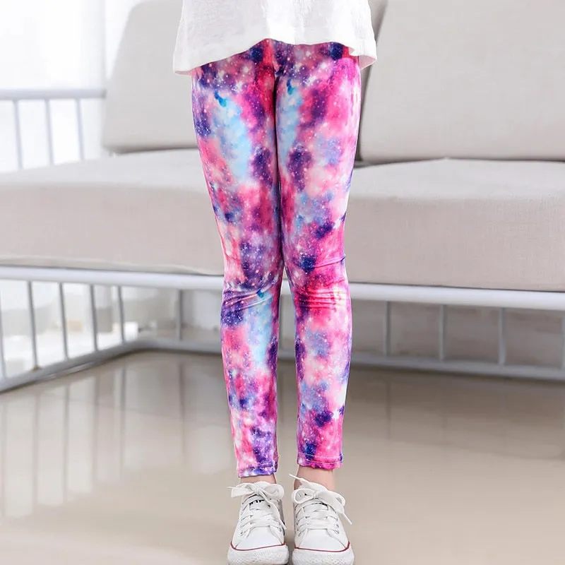 Floral Print Elastic Soft Stretchy Girls Leggings