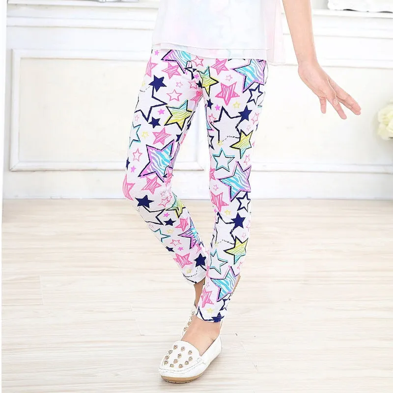 Floral Print Elastic Soft Stretchy Girls Leggings