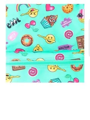 Girls Emoji Print Backpack & Lunchie