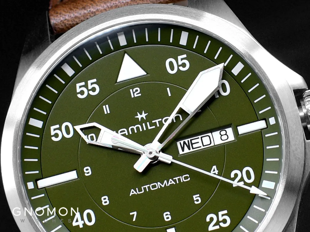 Khaki Aviation Pilot Day Date Auto Army Green Ref. H64635560