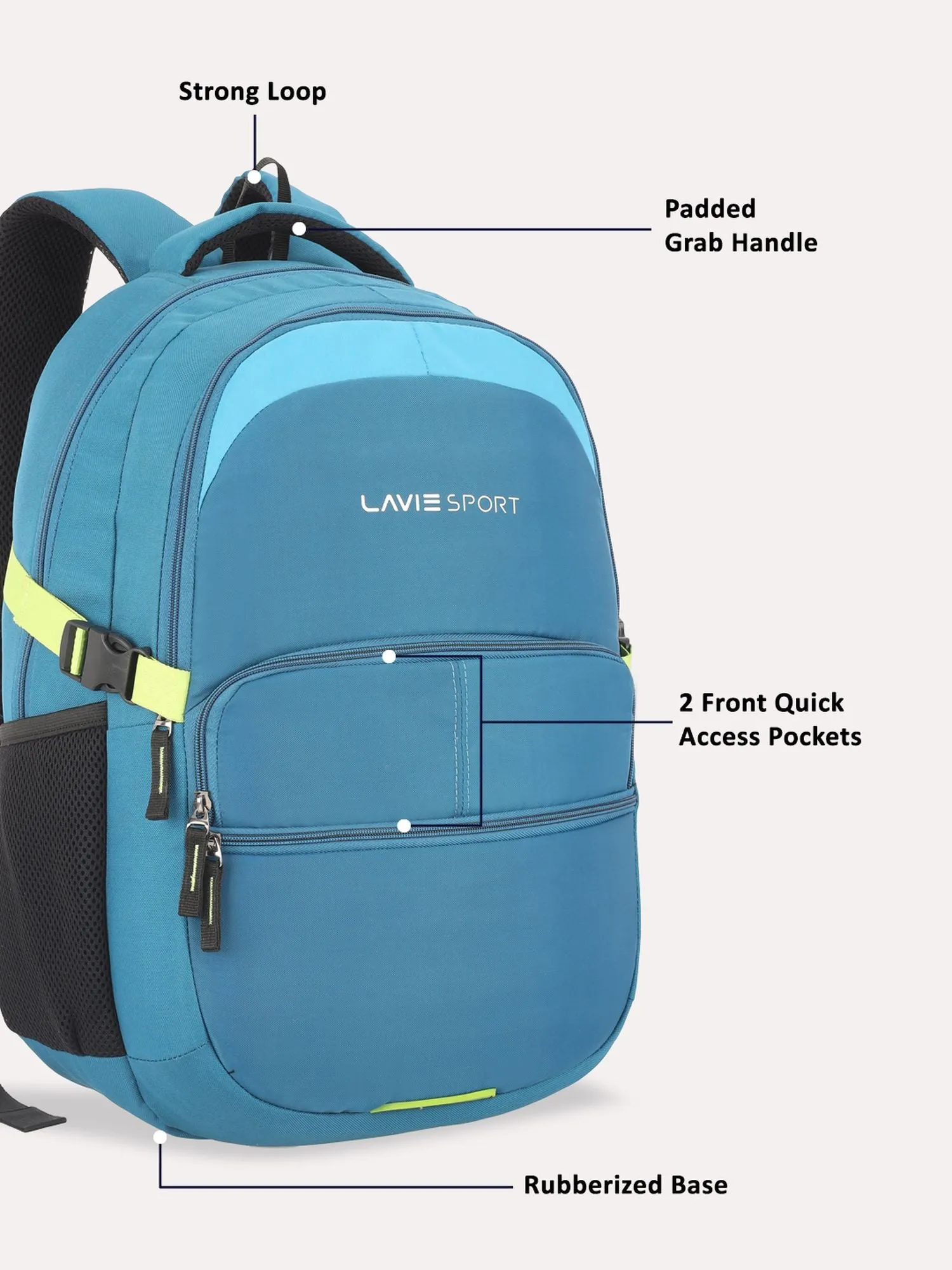 Lavie Sport Aspire 32L Laptop Backpack with Rain cover For Men & Women | Boys & Girls Blue