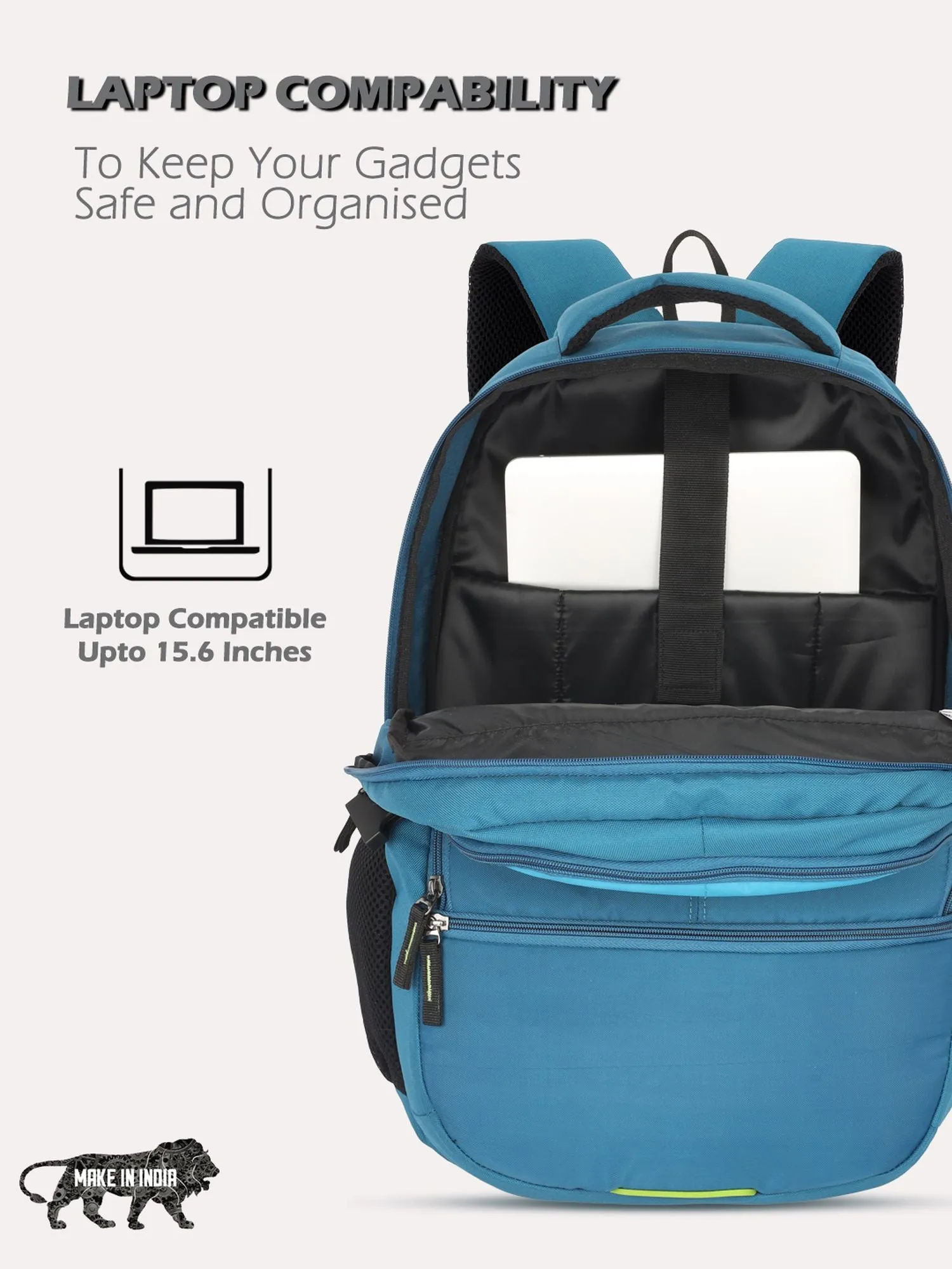 Lavie Sport Aspire 32L Laptop Backpack with Rain cover For Men & Women | Boys & Girls Blue