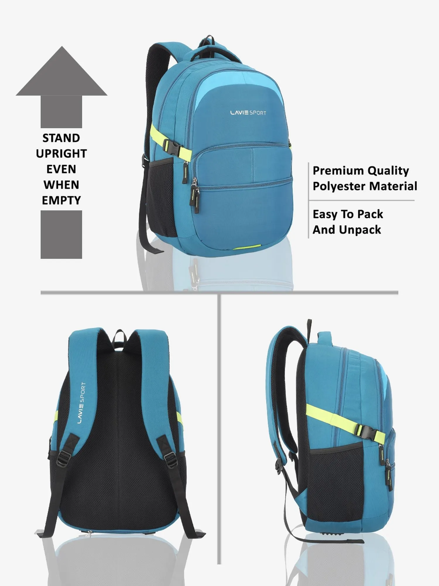 Lavie Sport Aspire 32L Laptop Backpack with Rain cover For Men & Women | Boys & Girls Blue