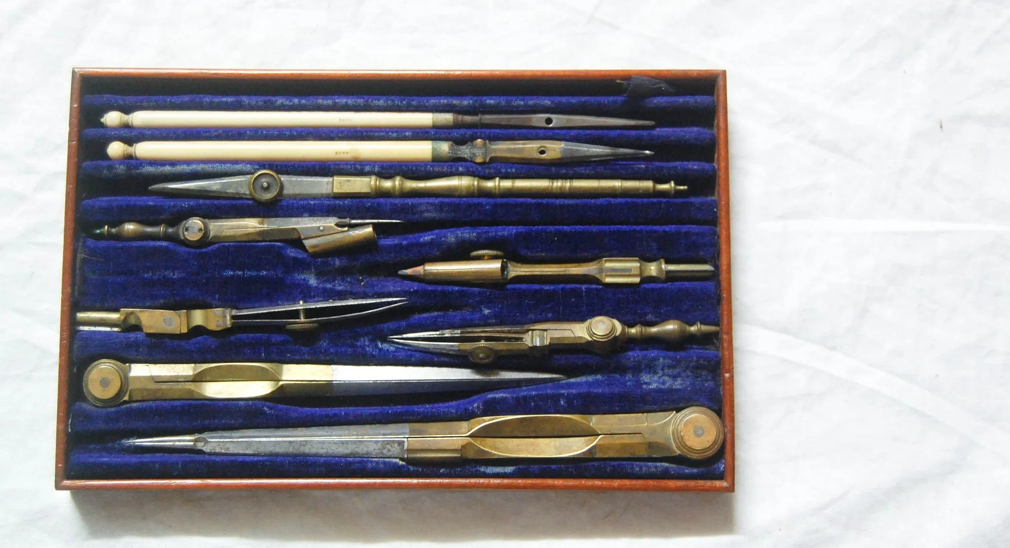 Mid-Victorian Mahogany Cased Drawing Instrument Set by Cary, 181 The Strand, London