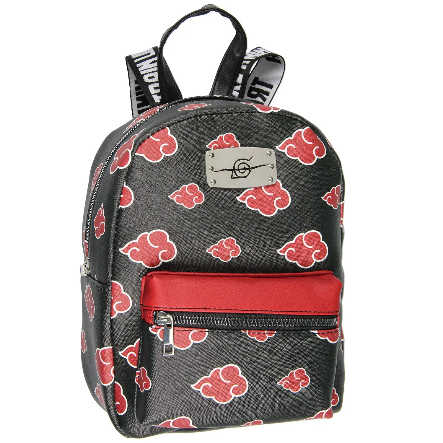 Naruto Akatsuki Sasuke Red Cloud Faux Saffiano Leather Mini Backpack Bag