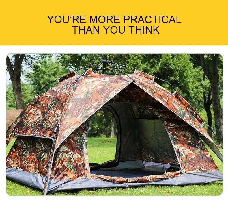 New 3-4 Person Tents Dual-use Automatic Double-layer Oxford Material Water and Wear Resistant Camping Tent