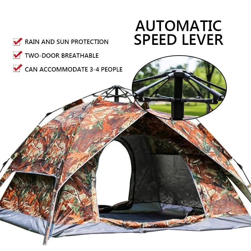 New 3-4 Person Tents Dual-use Automatic Double-layer Oxford Material Water and Wear Resistant Camping Tent