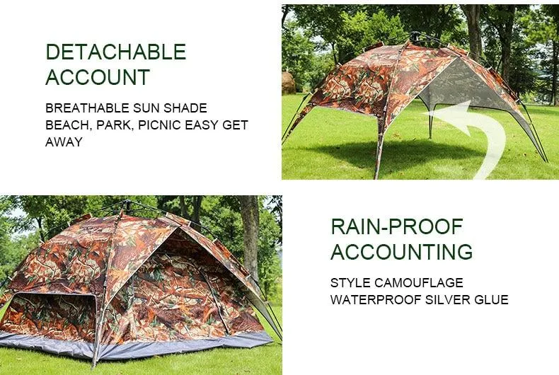 New 3-4 Person Tents Dual-use Automatic Double-layer Oxford Material Water and Wear Resistant Camping Tent