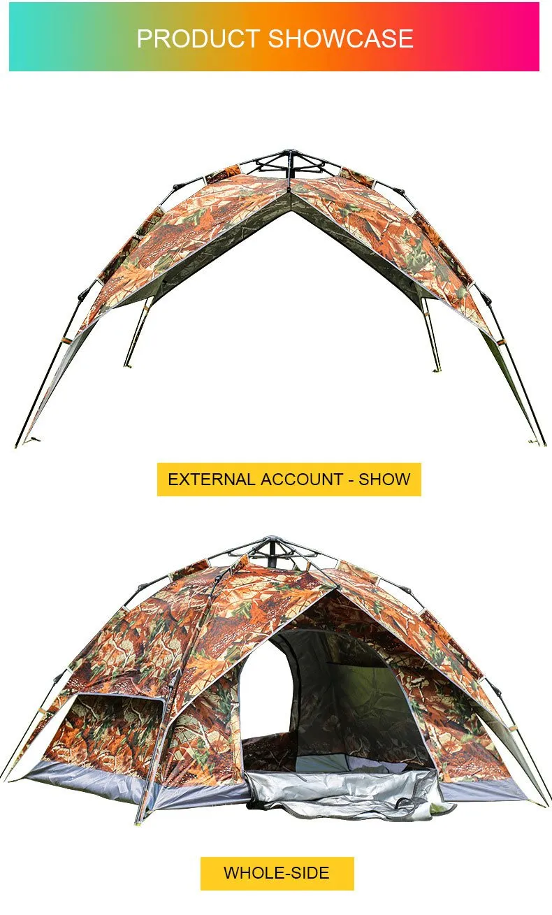 New 3-4 Person Tents Dual-use Automatic Double-layer Oxford Material Water and Wear Resistant Camping Tent