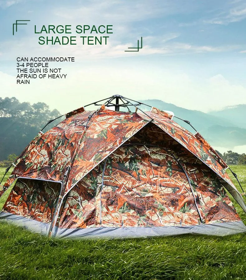 New 3-4 Person Tents Dual-use Automatic Double-layer Oxford Material Water and Wear Resistant Camping Tent