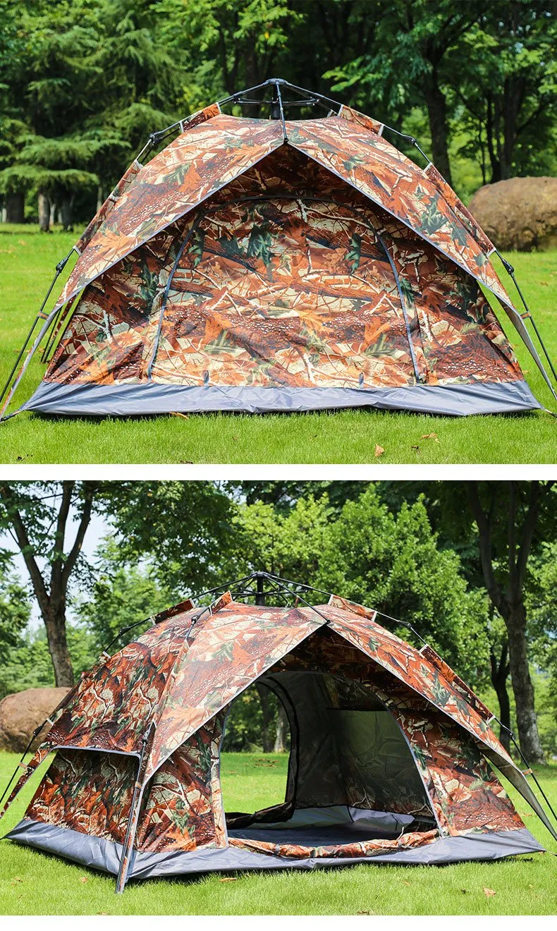 New 3-4 Person Tents Dual-use Automatic Double-layer Oxford Material Water and Wear Resistant Camping Tent