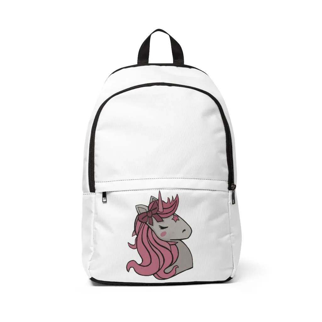 Pink Hair Unicorn Unisex Fabric Backpack