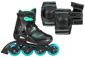 PLAYLIFE - Joker Blue Glow Adjustable Inline Skates   Padset Combo