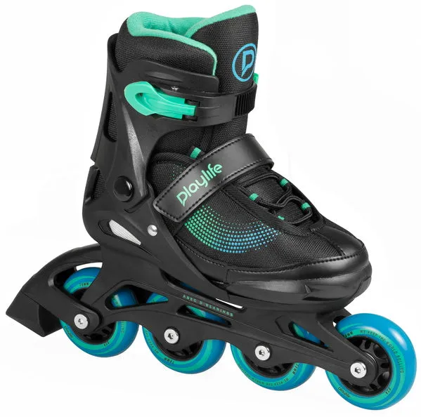 PLAYLIFE - Joker Blue Glow Adjustable Inline Skates   Padset Combo