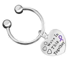 Purple Ribbon We're In This Together Keychains