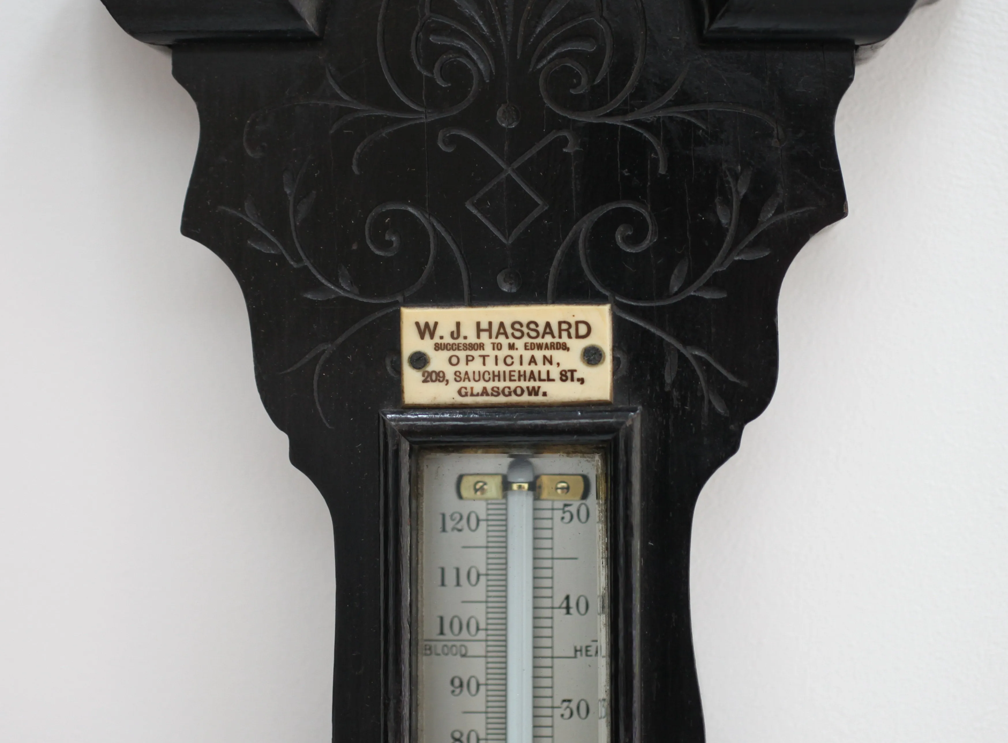 Scottish Aesthetic Movement Aneroid Wheel Barometer by James White of Glasgow