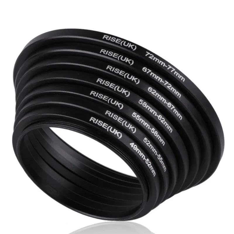 Premium Quality Set of Step Up Rings - Ranging from 49mm to 77mm for Enhanced Camera Lens Adaptation