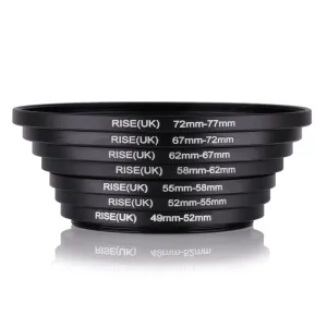 Premium Quality Set of Step Up Rings - Ranging from 49mm to 77mm for Enhanced Camera Lens Adaptation