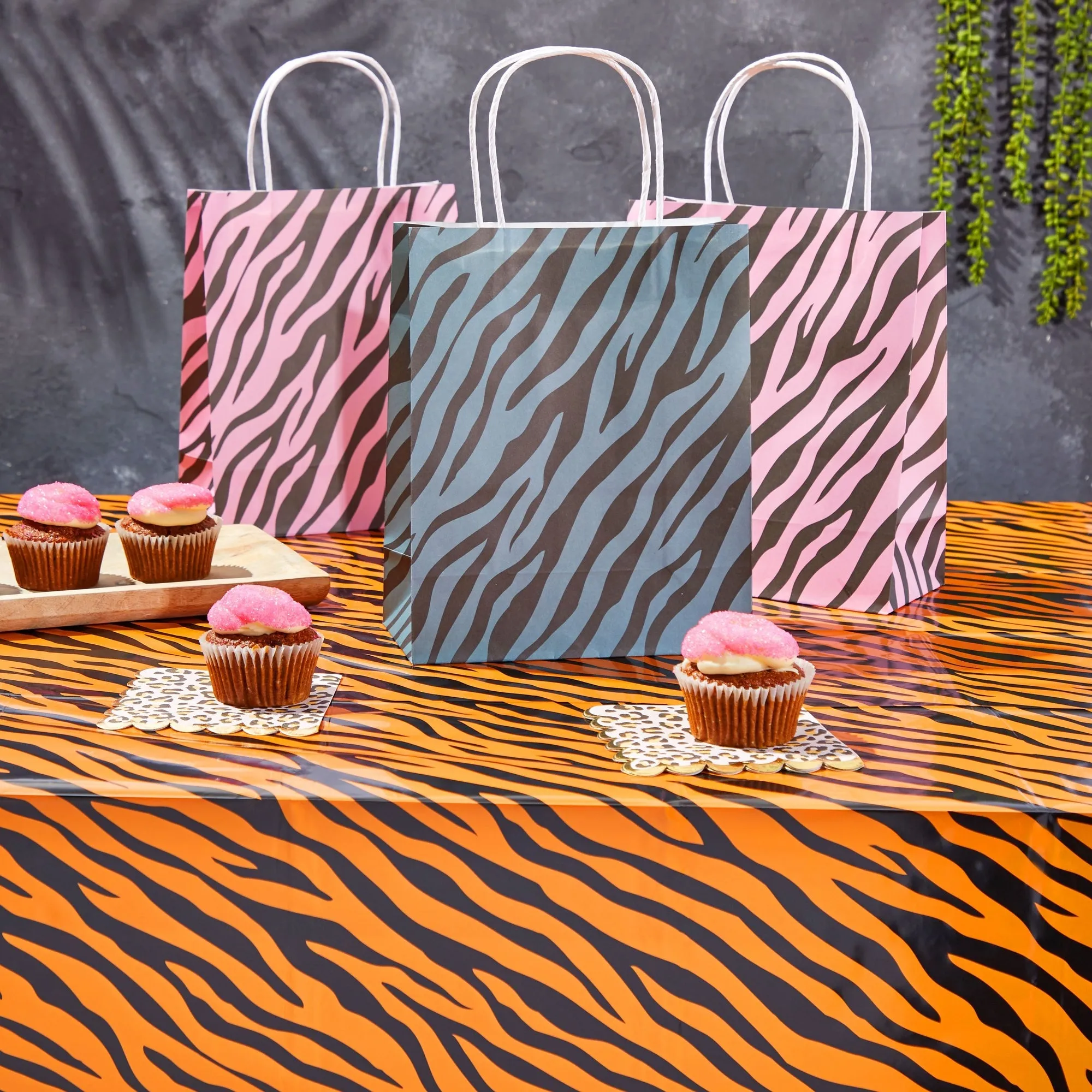 Tiger Print Tablecloths for Jungle Safari Birthday Party (54 x 108 In, 4 Pack)